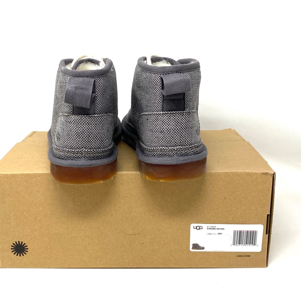UGG NEUMEL Mid Top Casual Snow Boots Gray Naturals Canvas Fur Women Size 1119597 - Picture 6 of 12